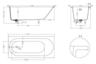 Ванна из искусственного камня Salini Ornella Kit S-Sense 102414M 170x80см белый матовый